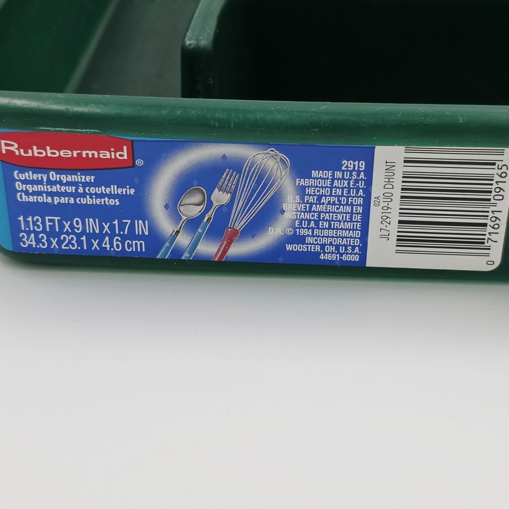 Rubbermaid Cutlery Silverware Tray #2919 Drawer‎ Organizer Hunter Green 1994 USA - Picture 3 of 6